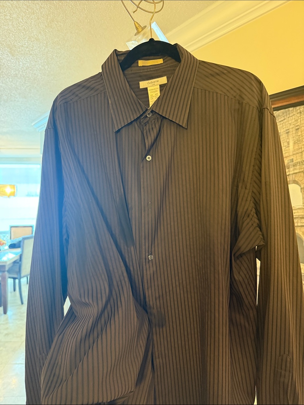 Claiborne Men's Dark Brown Pinstripe Dress Shirt